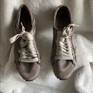 Pedro Garcia Satin Suede Trimmed Sneakers